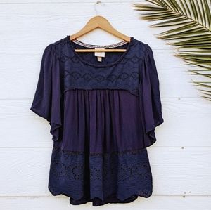 Boho Navy Blue Top by Knox Rose